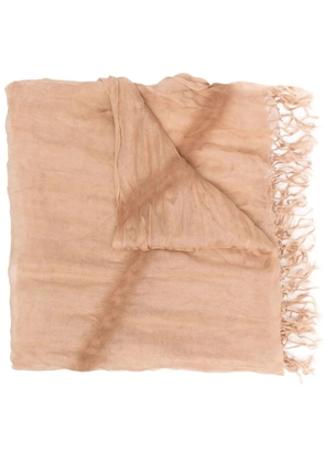 Issey Miyake Pre-Owned 2000s fringed silk scarf - Neutrals