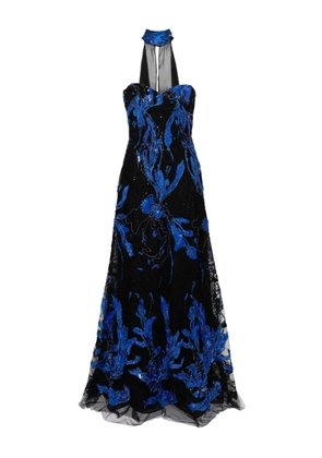 Saiid Kobeisy embroidered strapless dress - Blue