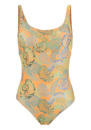 Amir Slama palm leaf print swimsuit - Orange