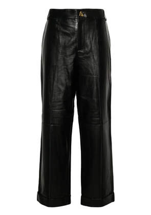 AERON Zima leather straight-leg trousers - Black