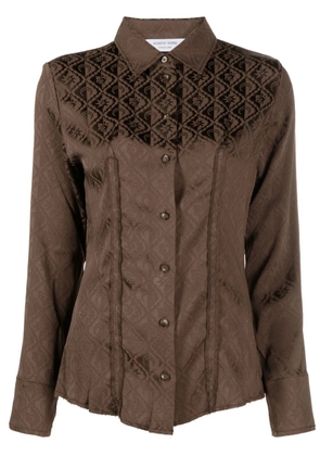 Marine Serre Moon Diamant jacquard satin shirt - Brown