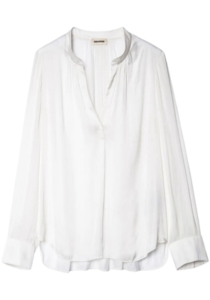 Zadig&Voltaire gathered-detail satin-weave blouse - White