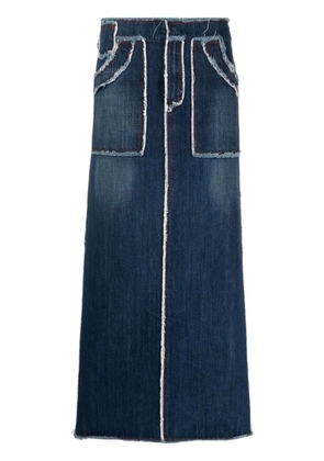 Jean Paul Gaultier Pre-Owned 1990s distressed edges maxi denim skirt - Blue