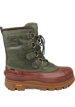SOREL xBarbour Caribou lace-up leather boots - Green