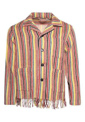 BODE striped fringed overshirt - Yellow