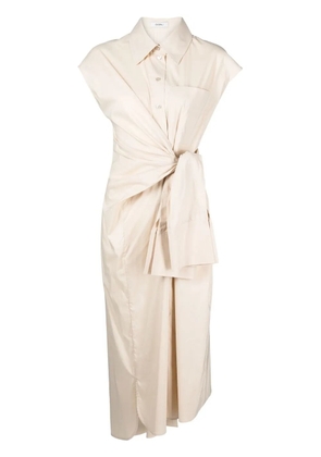 Goen.J tied-waist midi dress - Neutrals