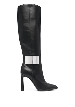 Sergio Rossi 100mm logo-plaque leather boots - Black