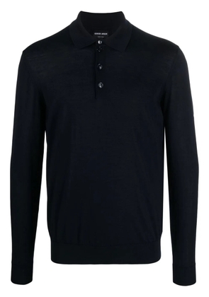 Giorgio Armani button-front long-sleeved polo shirt - Blue