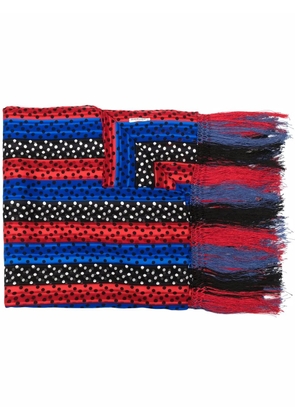 Saint Laurent Pre-Owned 1980s polka dot fringed silk scarf - Black