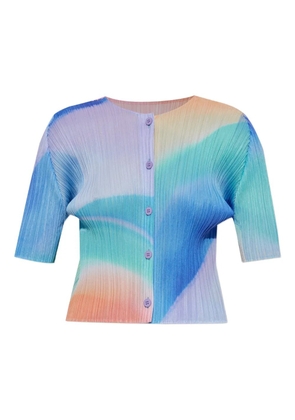Pleats Please Issey Miyake pleated button-front cardigan - Blue