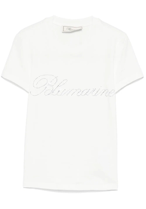 Blumarine rhinestone-logo T-shirt - White