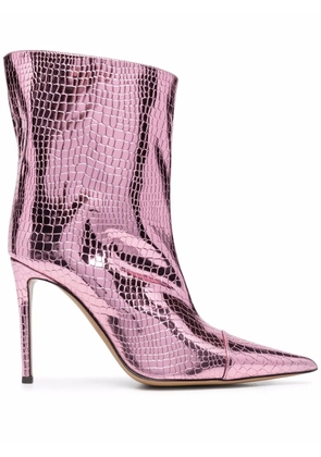 Alexandre Vauthier crocodile-effect 105mm ankle boots - Pink