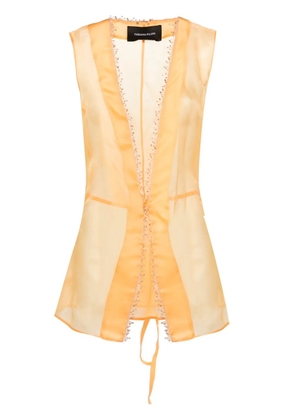 Fabiana Filippi bead-detailed silk sheer top - Orange