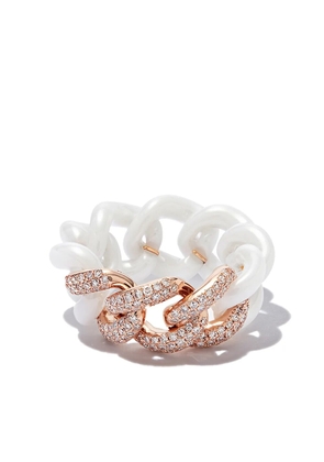SHAY 18kt rose gold medium link diamond ring - ROSE GOLD CERAMIC