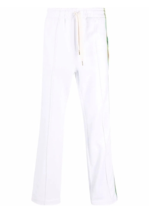 Casablanca embroidered-logo striped joggers - White