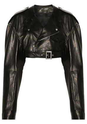 Rick Owens Micro Biker cropped leather jacket - Black