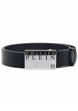 Philipp Plein logo buckle leather belt - Black