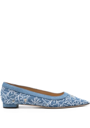 Arteana floral-embroidered ballerina shoes - Blue