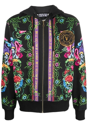 Versace Jeans Couture baroque-print cotton hoodie - Black