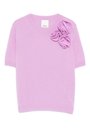 Allude flower-appliqué T-shirt - Purple