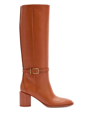 ZIMMERMANN scalloped buckle knee-high boots - Brown