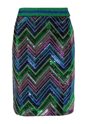 Gucci Pre-Owned chevron-pattern sequinned midi skirt - Blue