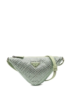 Prada Pre-Owned 2013-2025 Satin Crystal Embellished Triangle Pouch shoulder bag - Green