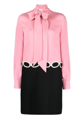 Valentino Garavani Pre-Owned chain trompe l'oeil coul wool-silk dress - Pink