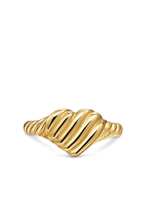 David Yurman 18K yellow gold sculpted cable heart pinky ring