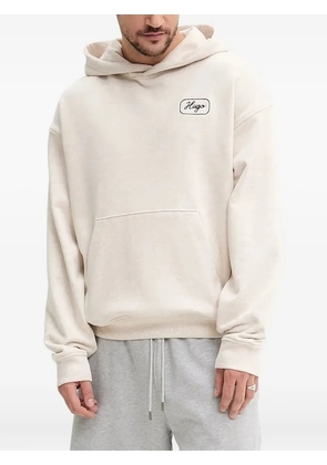 HUGO embroidered-patch hoodie - Neutrals