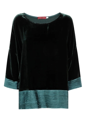 Bianco Levrin velvet pleated-hem top - Green