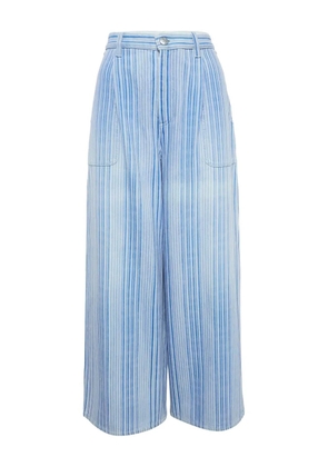 CHANEL Pre-Owned striped wide-leg trousers - Blue
