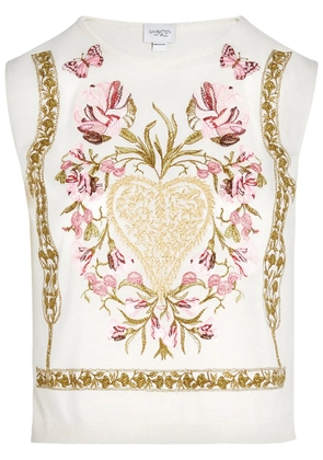 Giambattista Valli floral-embroidered tank top - White