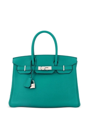 Hermès Pre-Owned Birkin Handbag Blue Clemence with Palladium Hardware 30 satchel