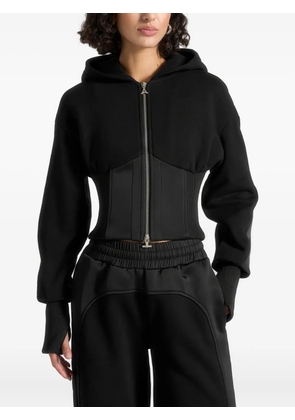 Manière De Voir Brune corset-detail zip hoodie - Black