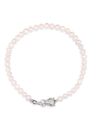 Nialaya Jewelry crystal-embellished pearl choker necklace - White