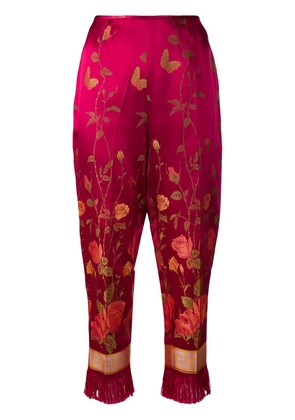 Jean Paul Gaultier Pre-Owned floral print cropped trousers - Red