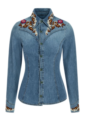 Roberto Cavalli embroidered denim shirt - 04564 BLUE