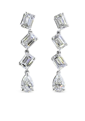 Jewels Aficionado 14K white gold drop diamond earrings - Silver