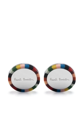 Paul Smith logo-engraved contrasting-border cufflinks - Silver