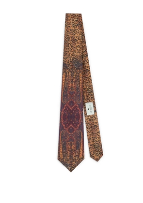 ETRO paisley animal-motif tie - Brown