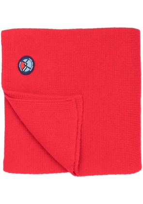 Yves Salomon knitted logo-patch scarf - Red