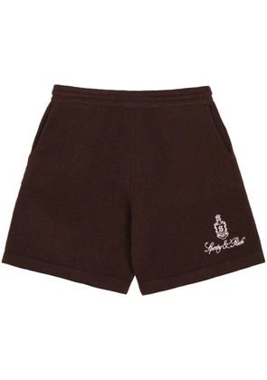 Sporty & Rich Vendome logo-embroidered cashmere shorts - Brown
