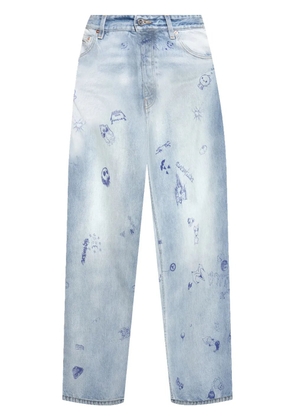 VETEMENTS printed wide-leg jeans - Blue