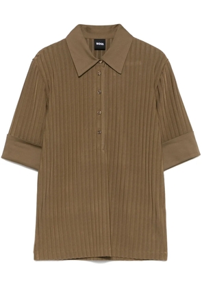 BOSS ribbed polo top - Brown