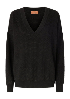 Missoni chevron-pattern V-neck sweater - Black