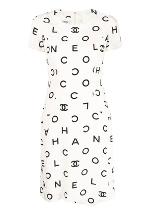CHANEL Pre-Owned 1990s Coco logo print silk dress - White