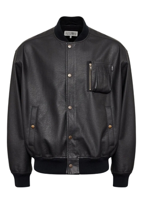 MM6 Maison Margiela leather-effect zip-pocket bomber jacket - Black