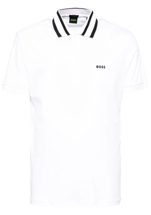 BOSS logo patch short-sleeves polo shirt - White