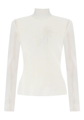 Self-Portrait ribbed high-neck top - White